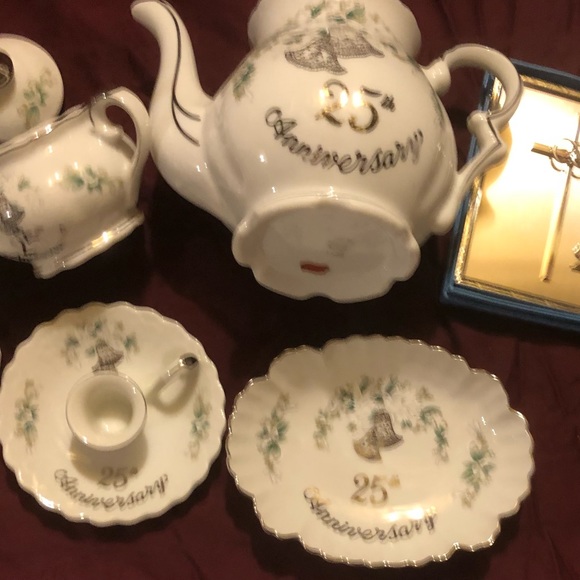 25th anniversary hand painted tea set made in Japan - Picture 2 of 9